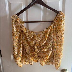 Astr Yellow Floral Off-Shoulder Blouse